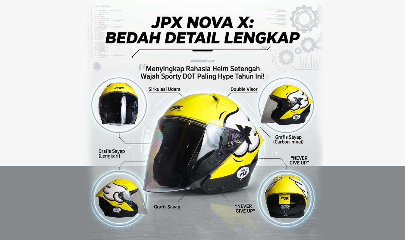 Tampil Kece dengan JPX Nova X: Helm Open Face Sporty dengan Grafis 'Fly' yang Ikonik!